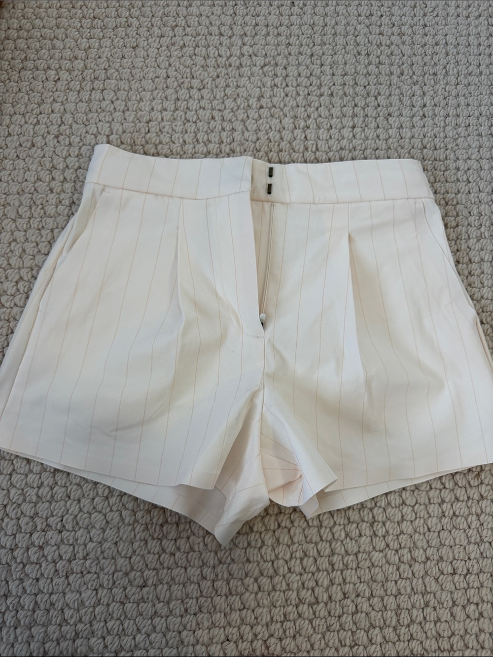 High-Waist Cream Pinstripe Women's Shorts